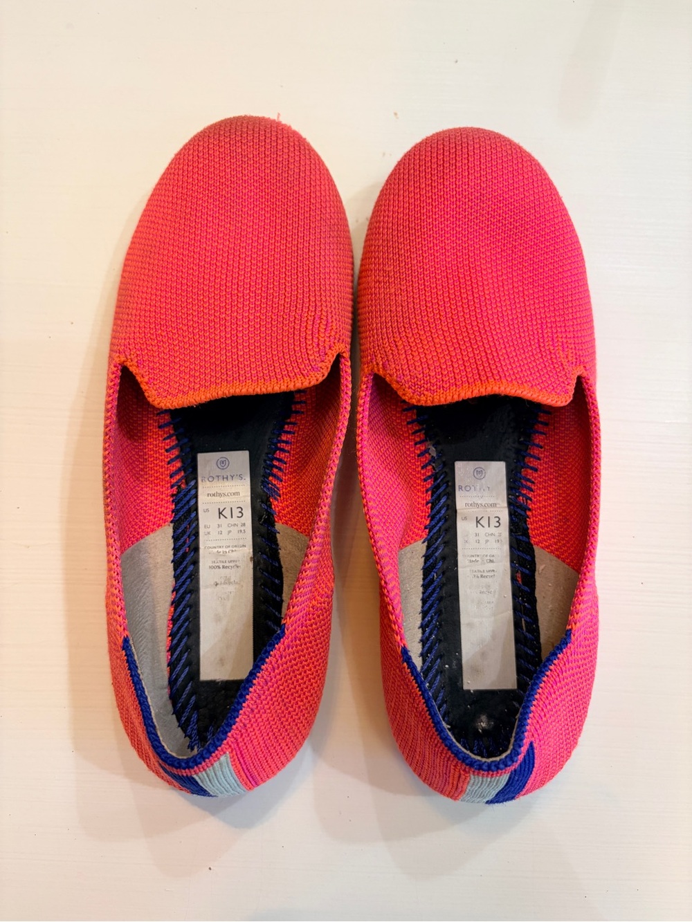 Rothy's Kids Pink Slip-On Knit Shoes - Size 13